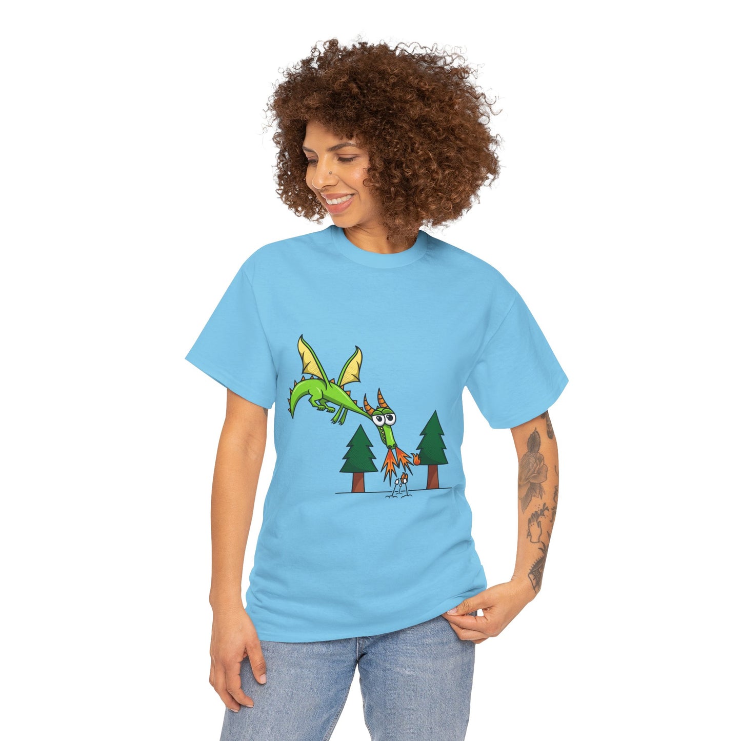 Unisex Heavy Cotton Tee (Flaming Dragon)