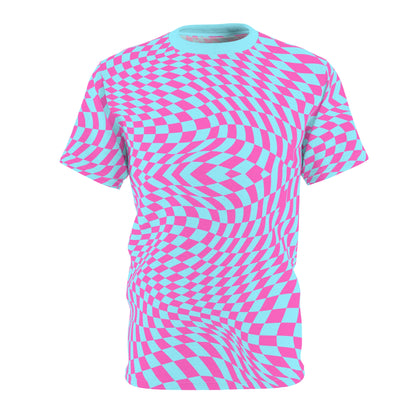 Unisex Cut & Sew Tee (Aqua-Pink Pixels)