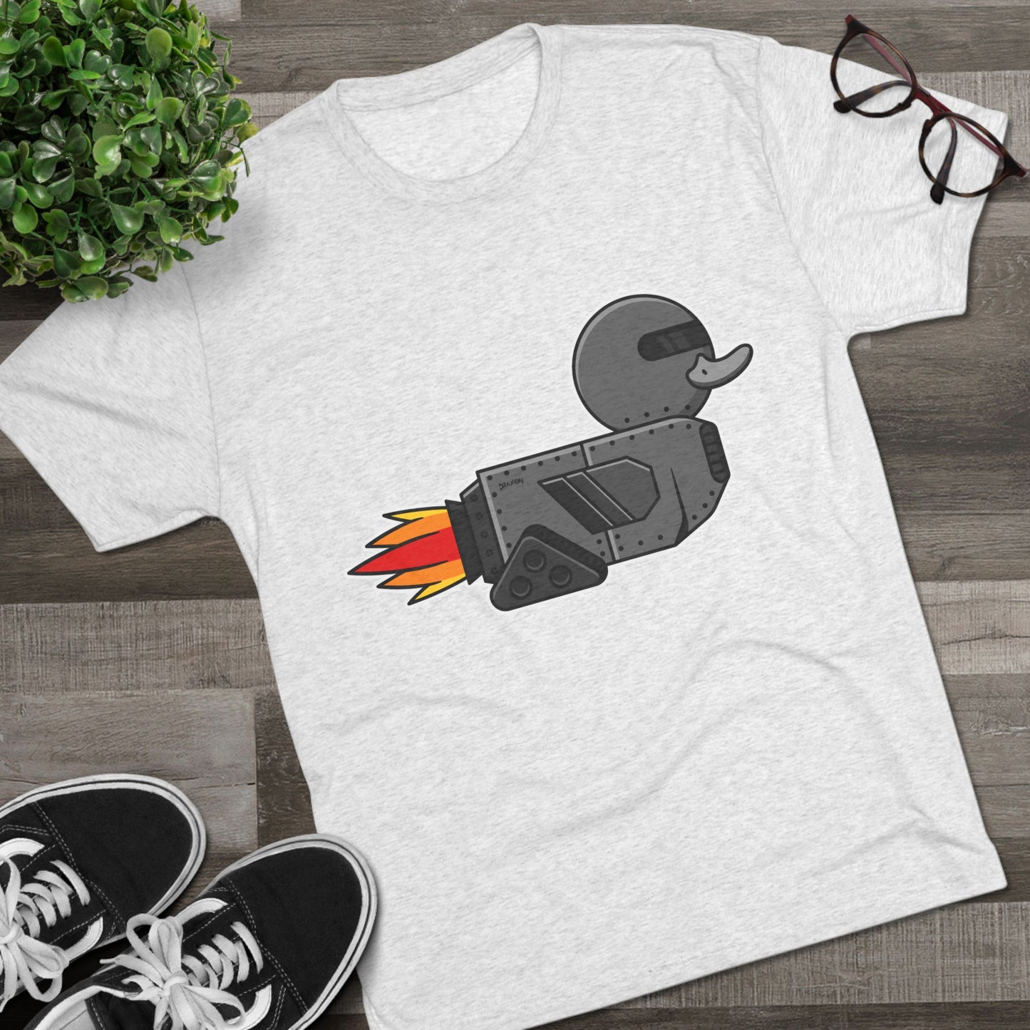 Unisex Tri-Blend Crew Tee (Robot Duck)