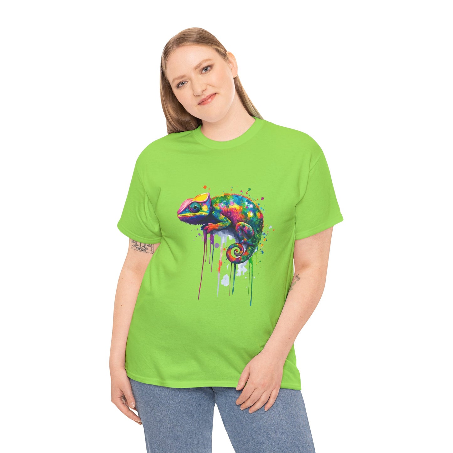 Unisex Heavy Cotton Tee (Realistic Chameleon)