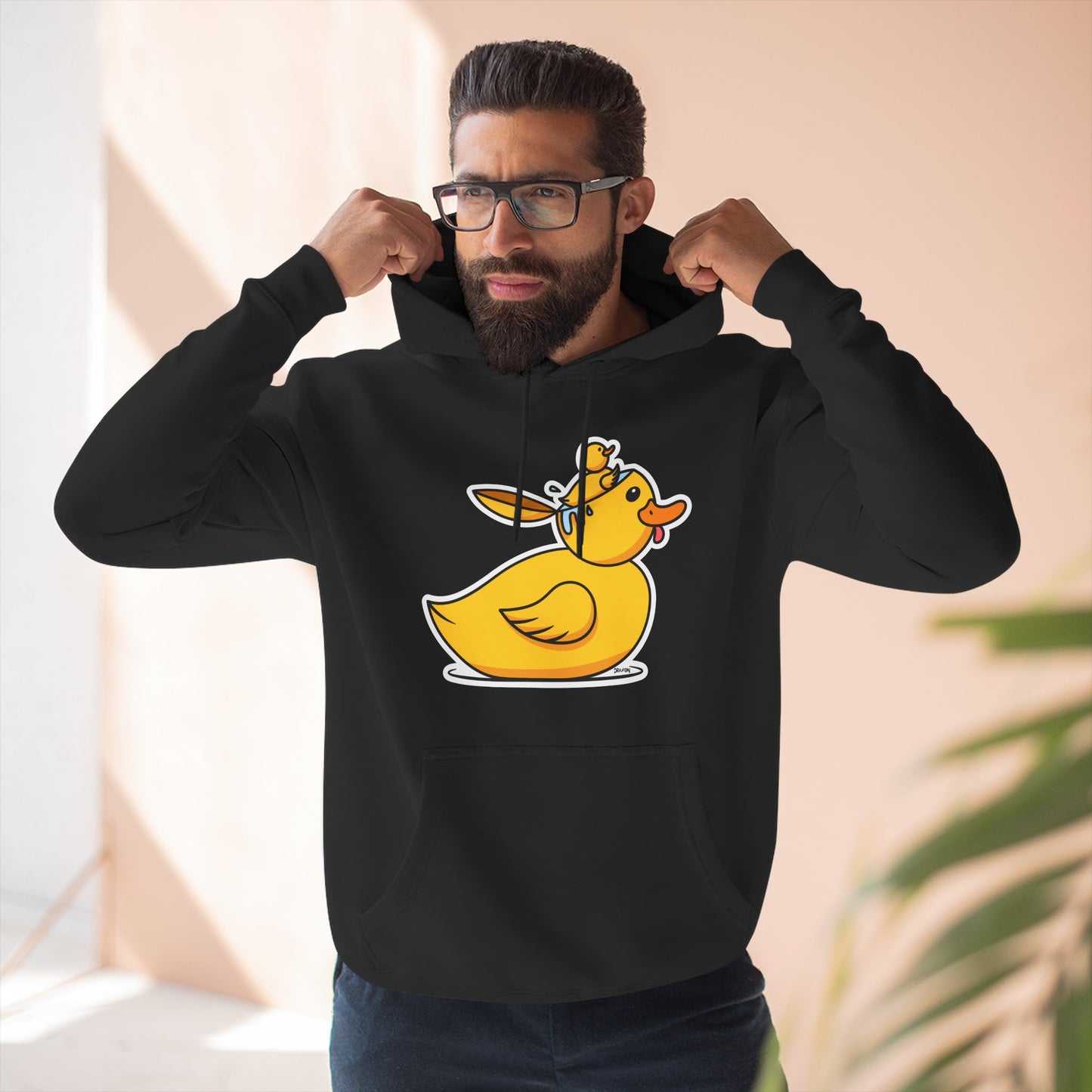 Three-Panel Fleece Hoodie (Duck Bird Brain)