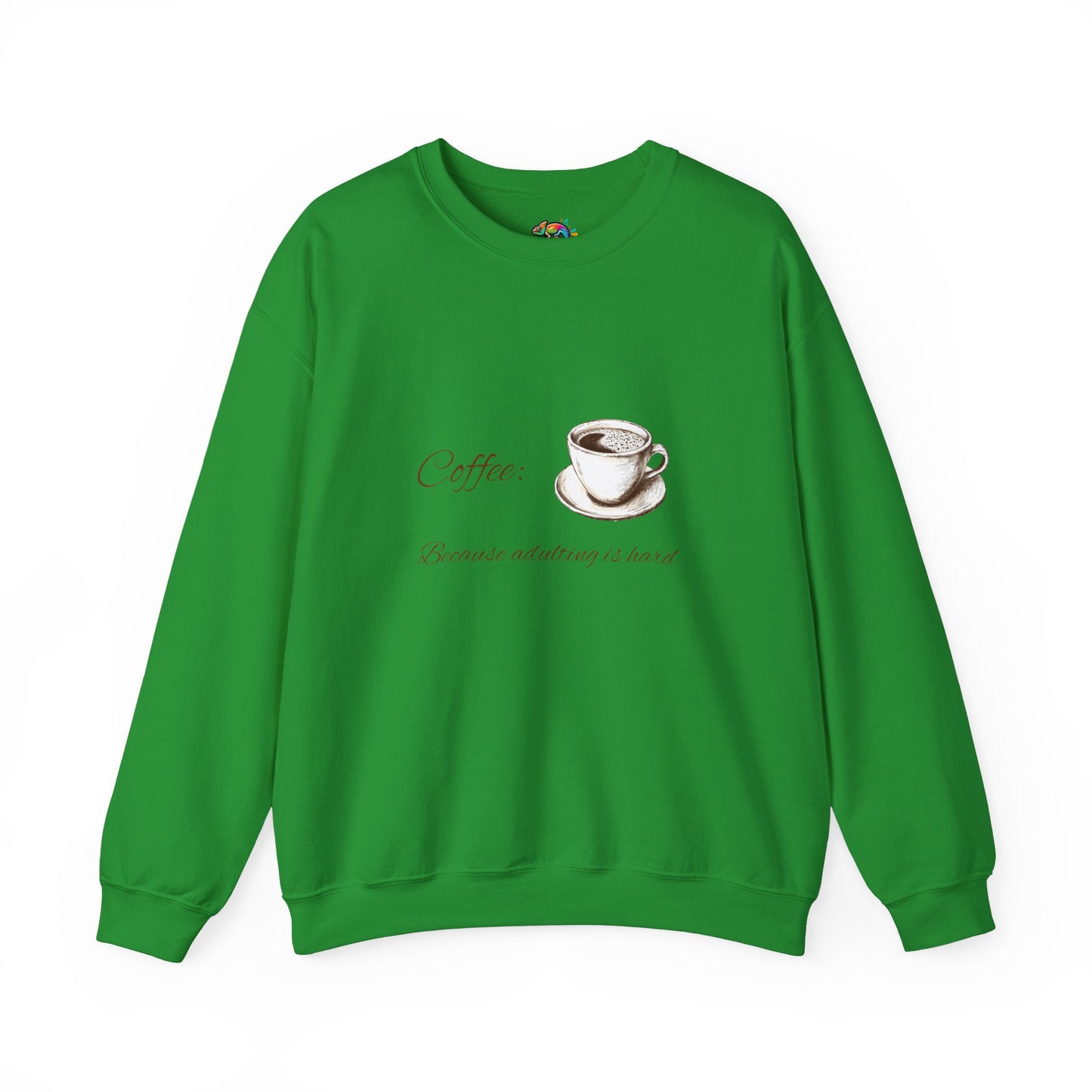 Unisex Heavy Blend™ Crewneck Sweatshirt (Coffee, Adulting is hard)