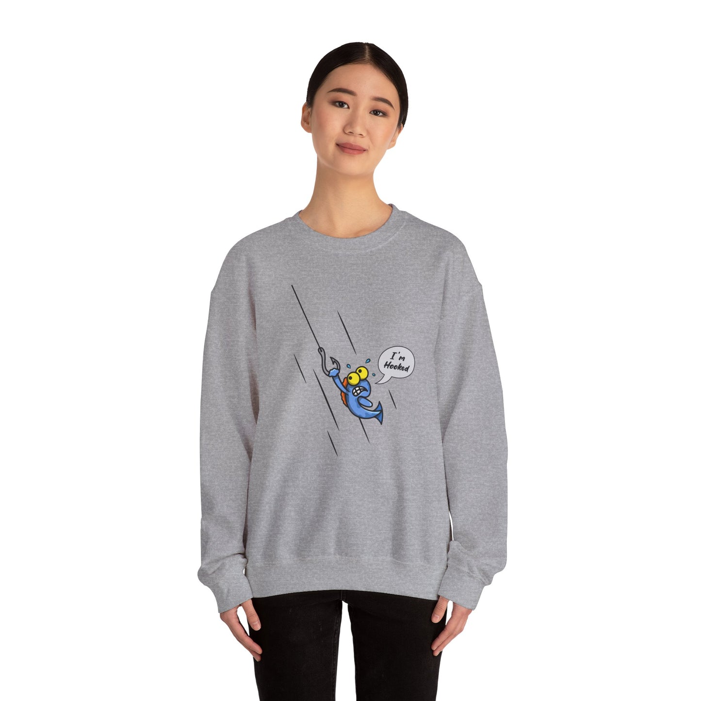Unisex Heavy Blend™ Crewneck Sweatshirt (Fishing Hooked)