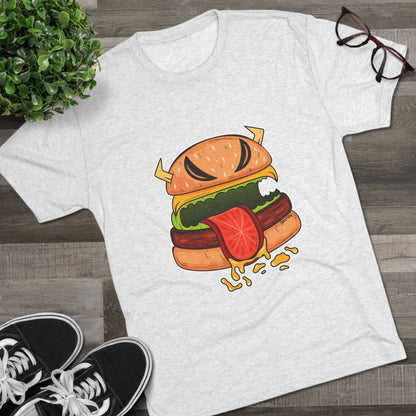 Unisex Tri-Blend Crew Tee (Cheeseburger Monster)