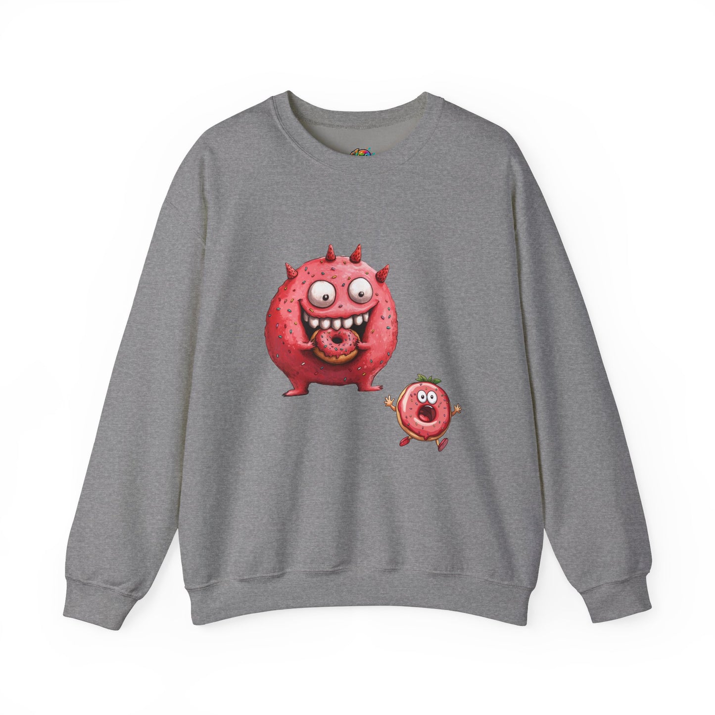 Unisex Heavy Blend™ Crewneck Sweatshirt (Donut Monster eating Donut)