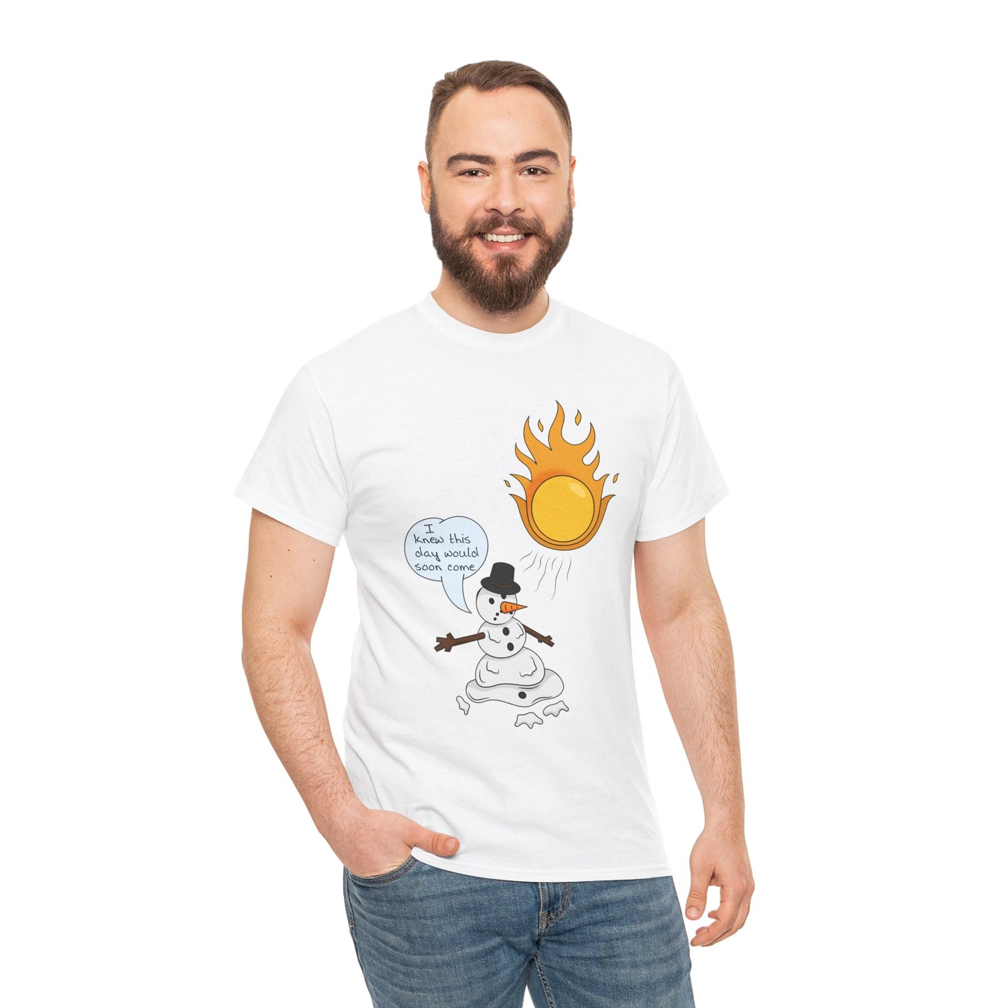 Unisex Heavy Cotton Tee (Melting Snowman)