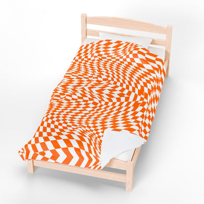 Velveteen Plush Blanket (Orange Pixels)