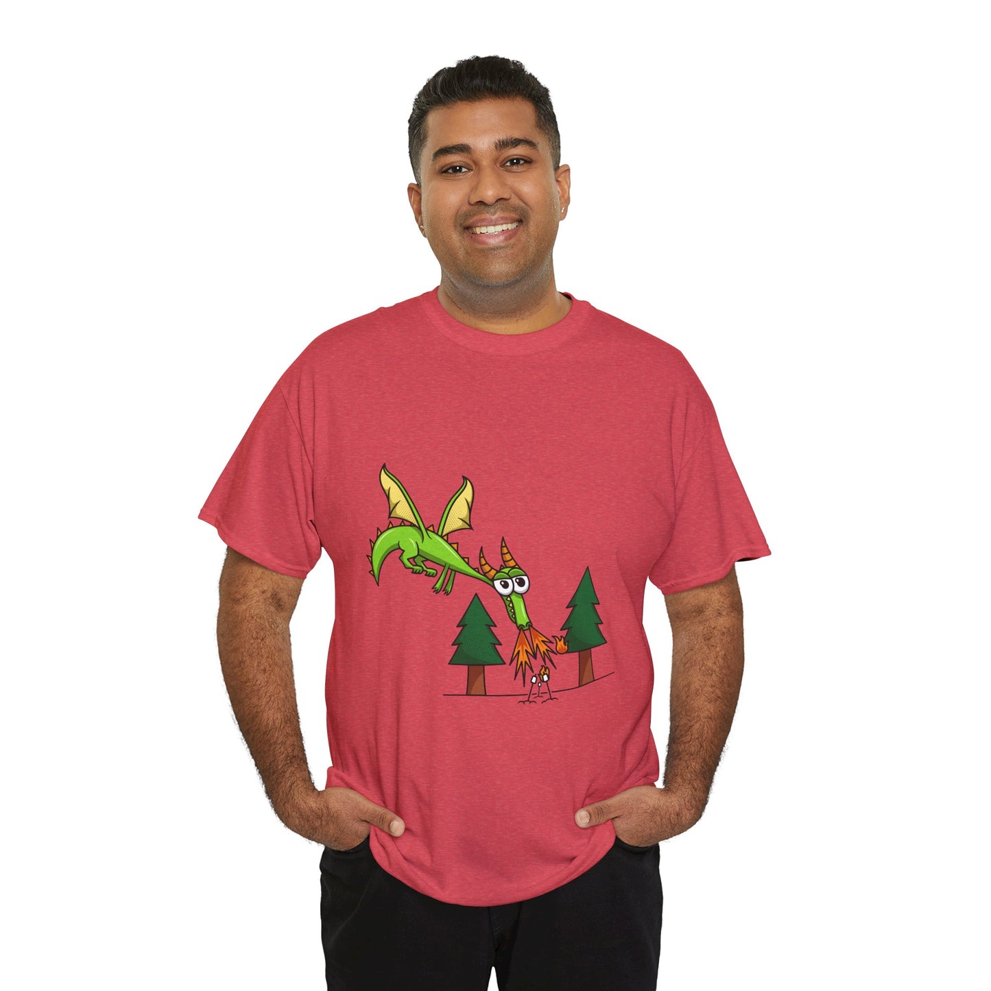 Unisex Heavy Cotton Tee (Flaming Dragon)