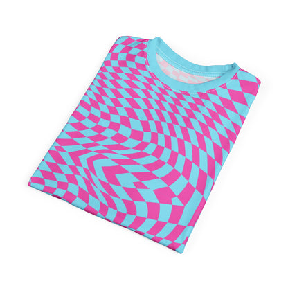 Unisex Cut & Sew Tee (Aqua-Pink Pixels)