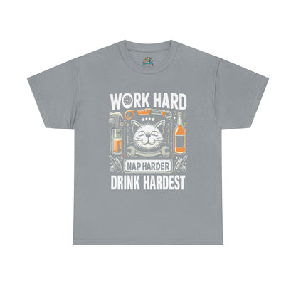 Unisex Heavy Cotton Tee (Work, Nap & Drink Hard)