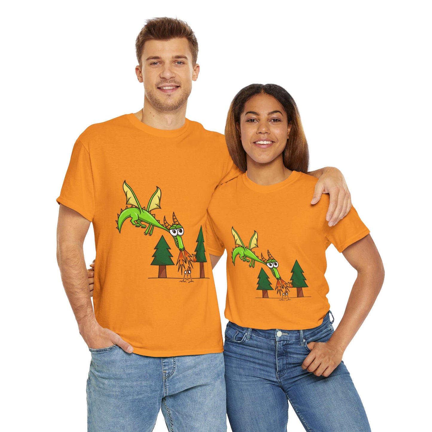 Unisex Heavy Cotton Tee (Flaming Dragon)