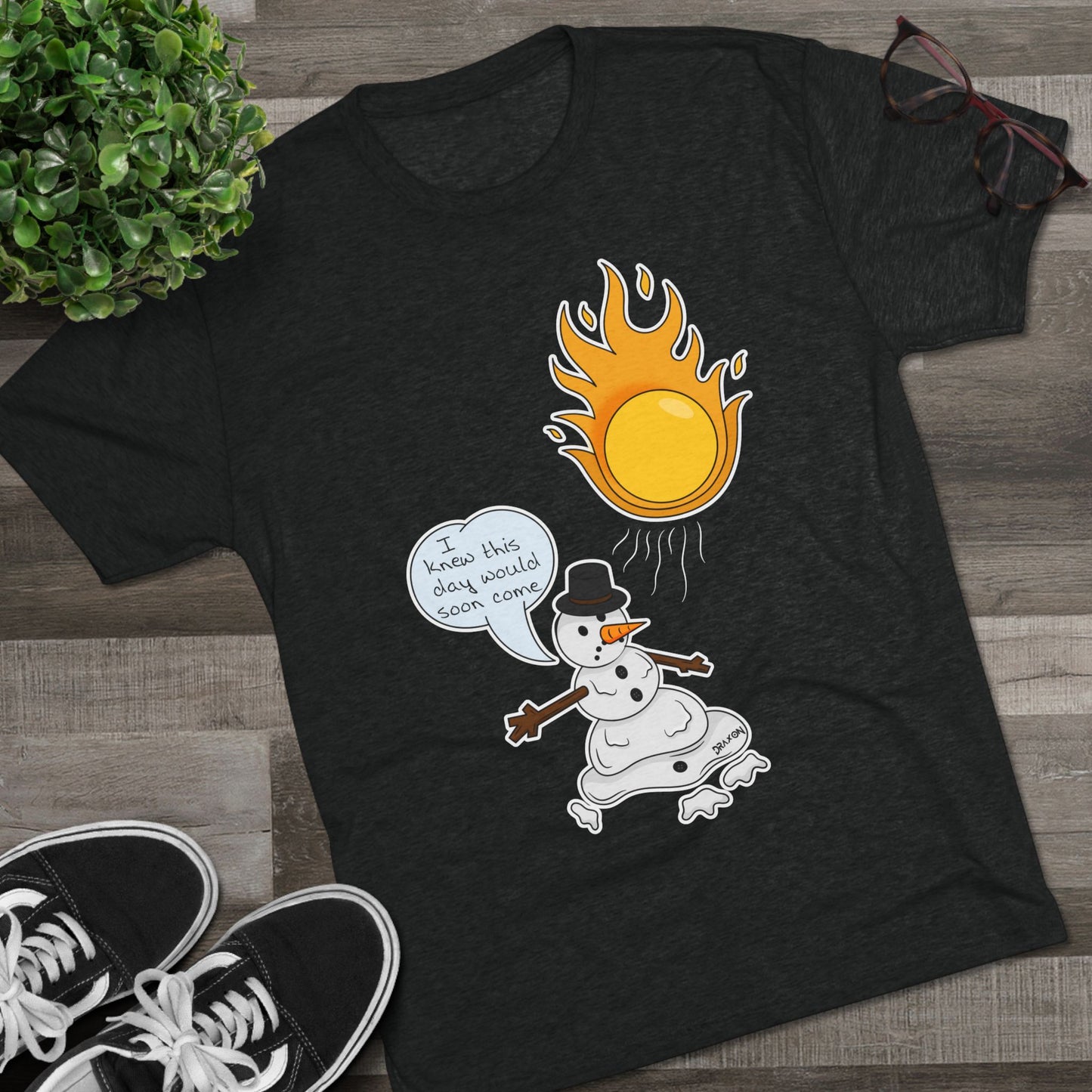 Unisex Tri-Blend Crew Tee (Melting Snowman)