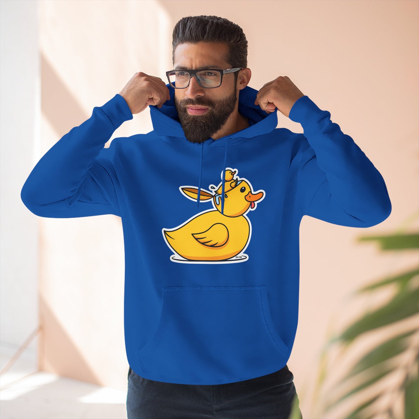 Three-Panel Fleece Hoodie (Duck Bird Brain)