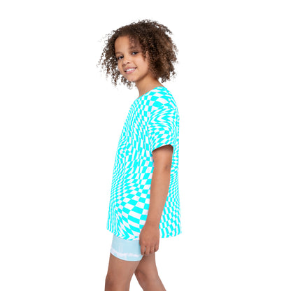 Kids Sports Jersey (Cyan Pixels)