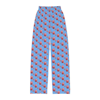 Kids Lounge Pants -AOP Light Blue (Donut Monster eating Donut)