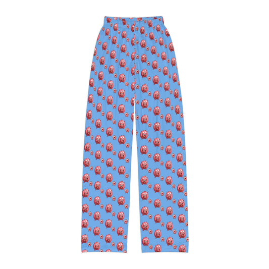 Kids Lounge Pants -AOP Light Blue (Donut Monster eating Donut)