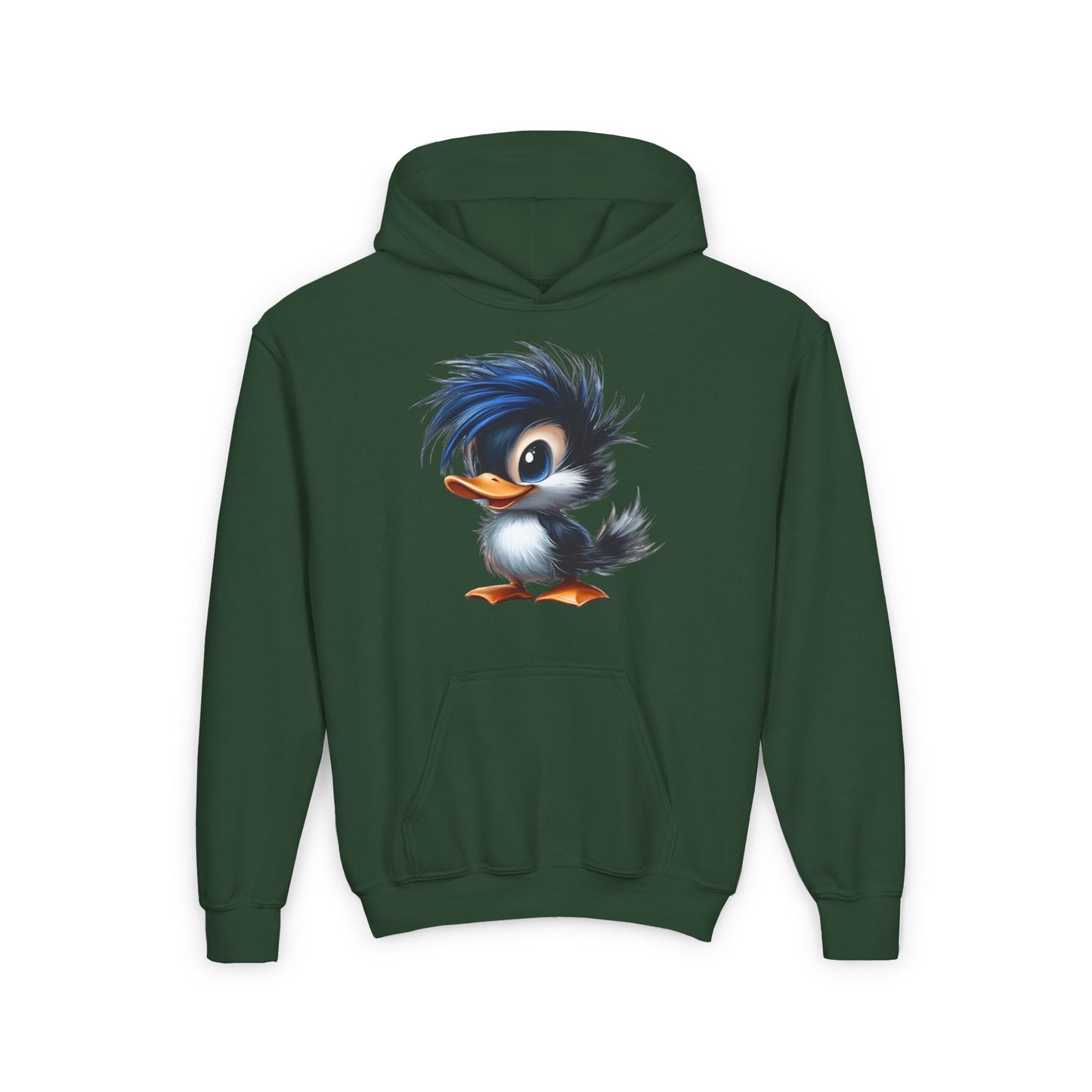 Youth Heavy Blend Hooded Sweatshirt (Blue Hair Duck)