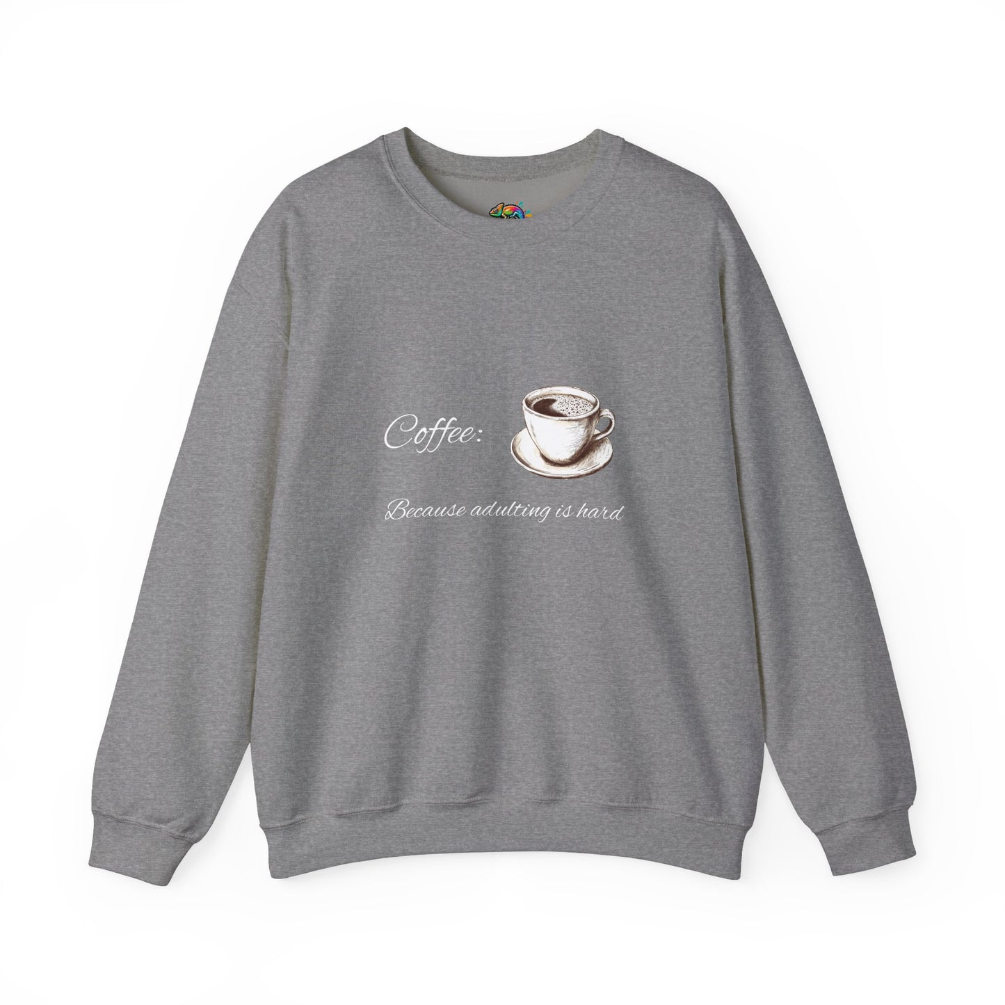 Unisex Heavy Blend™ Crewneck Sweatshirt (Coffee, Adulting is hard)