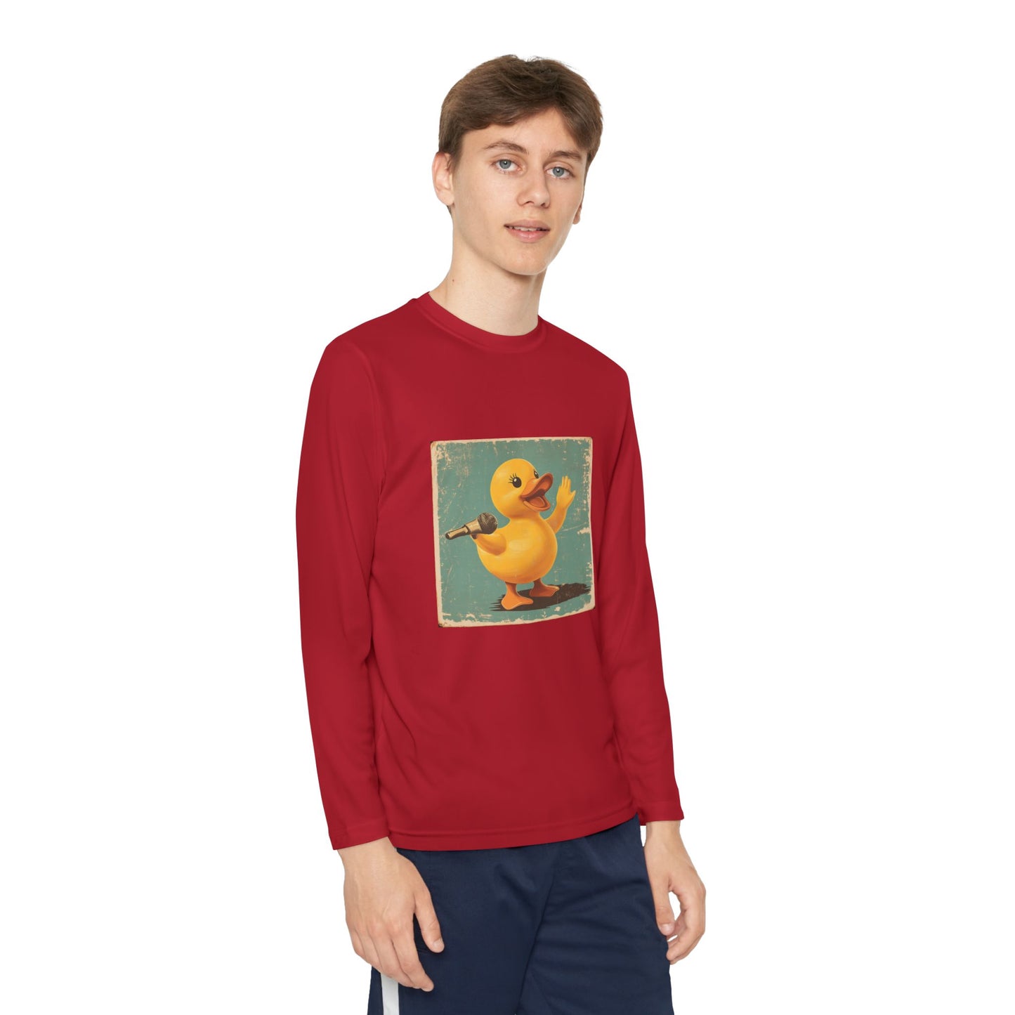 Youth Long Sleeve Competitor Tee (Karaoke Duck)