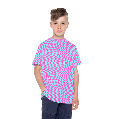 Kids Sports Jersey (Aqua-Pink Pixels)