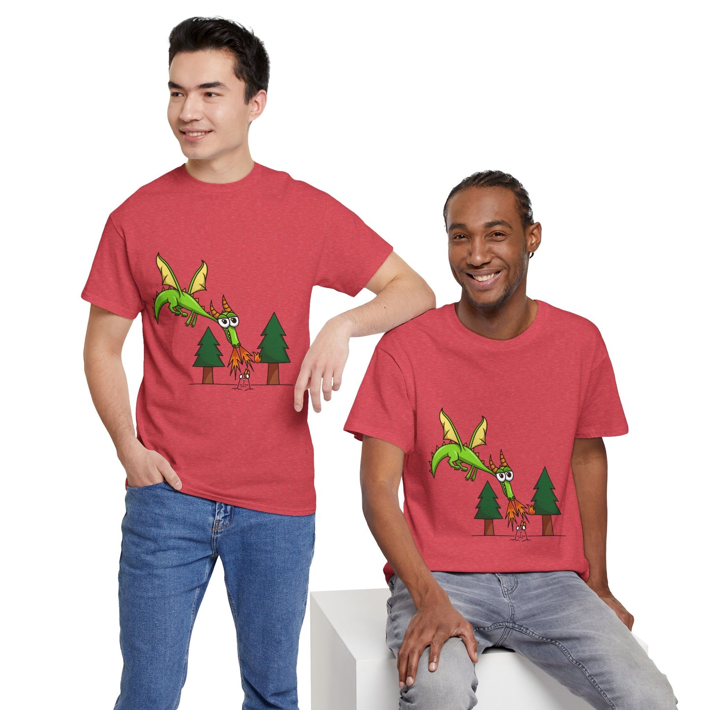 Unisex Heavy Cotton Tee (Flaming Dragon)