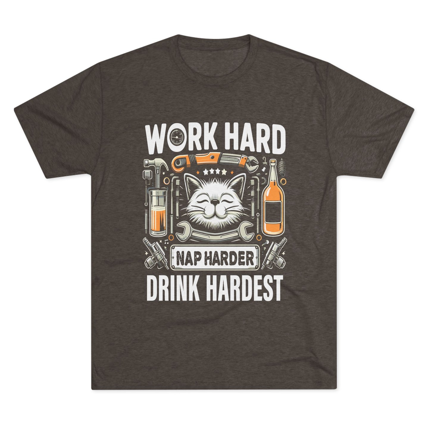 Unisex Tri-Blend Crew Tee (Work, Nap & Drink Hard)