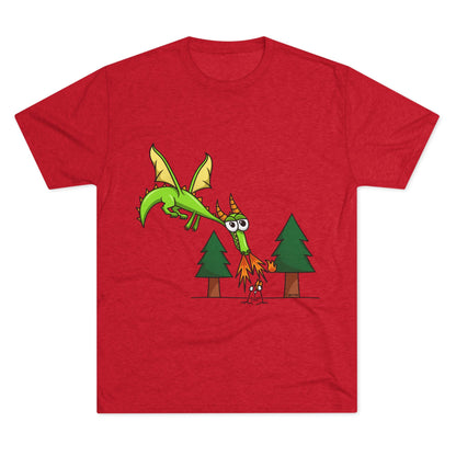 Unisex Tri-Blend Crew Tee (Flaming Dragon)