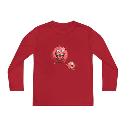 Youth Long Sleeve Competitor Tee (Donut Monster eating Donut)