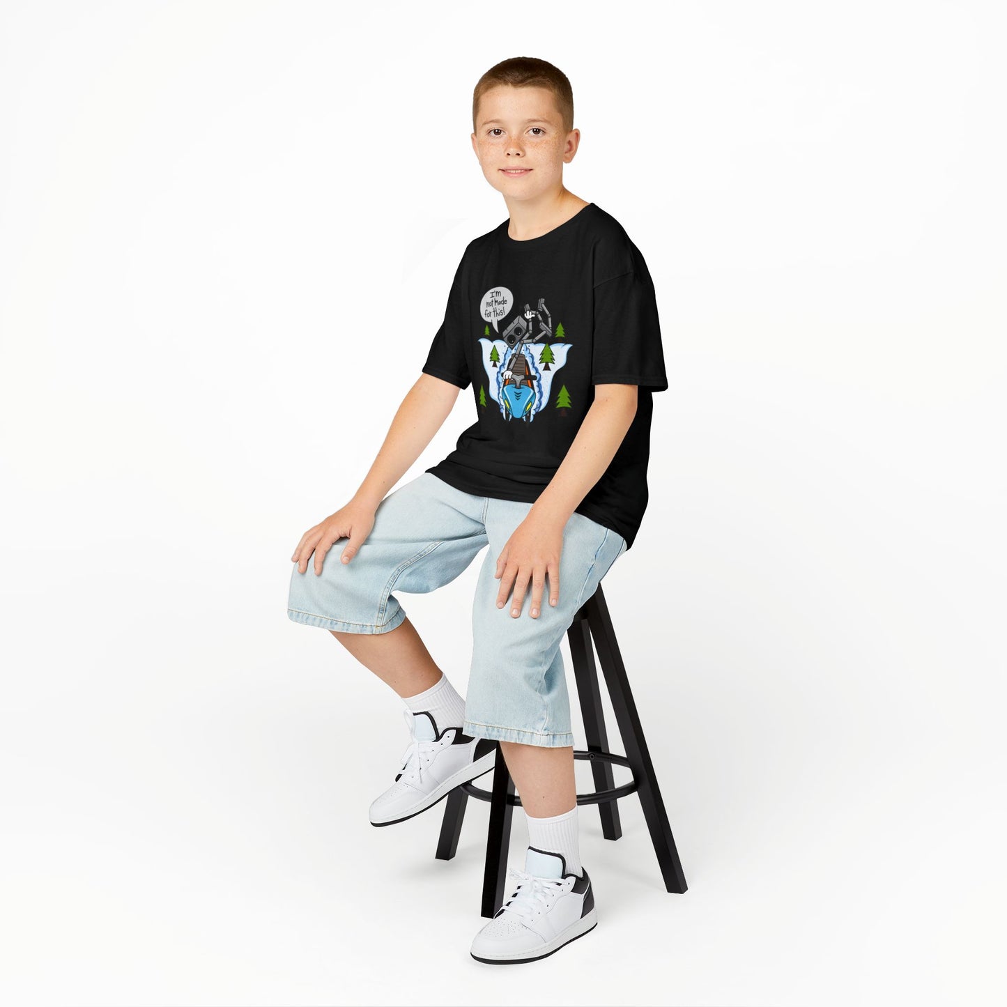 Kids Heavy Cotton T-Shirt (I'm not made for this - Snowmobiler)