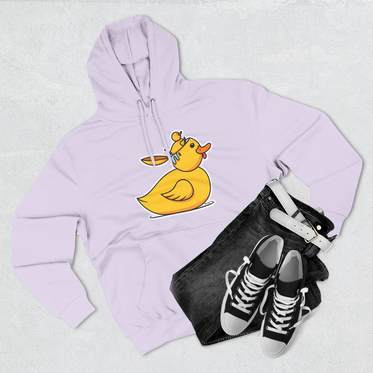 Three-Panel Fleece Hoodie (Duck Bird Brain)