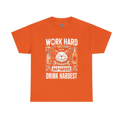 Unisex Heavy Cotton Tee (Work, Nap & Drink Hard)