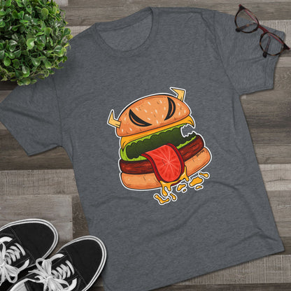 Unisex Tri-Blend Crew Tee (Cheeseburger Monster)