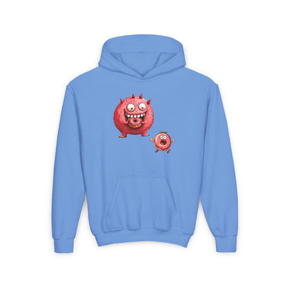 Youth Heavy Blend Hooded Sweatshirt (Donut Monster eating Donut)