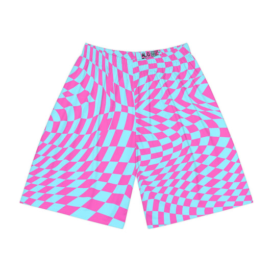 Men’s Sports Shorts (Aqua-Pink Pixels)