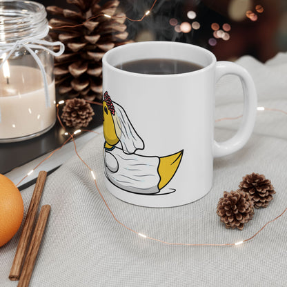 White Ceramic Mug 11oz & 15oz (Wedding Ducks)