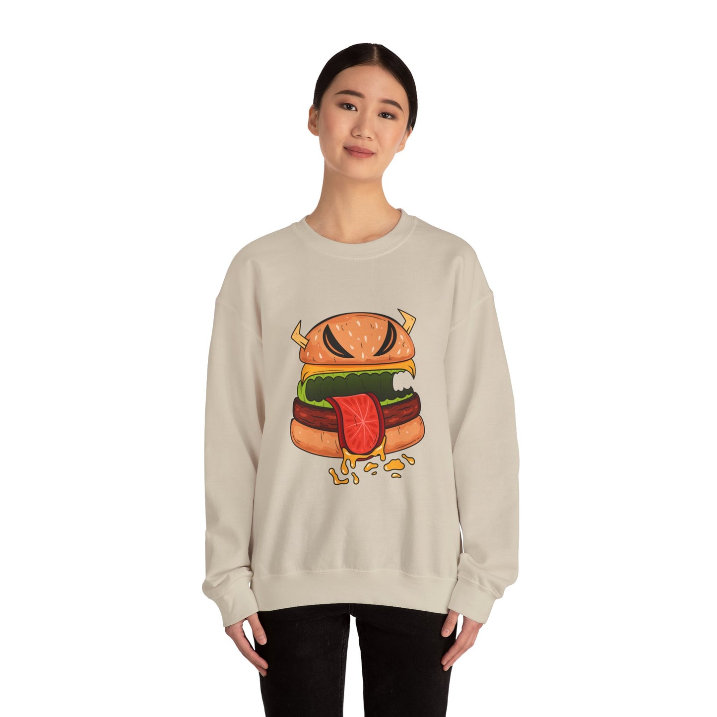 Unisex Heavy Blend™ Crewneck Sweatshirt (Cheeseburger Monster)
