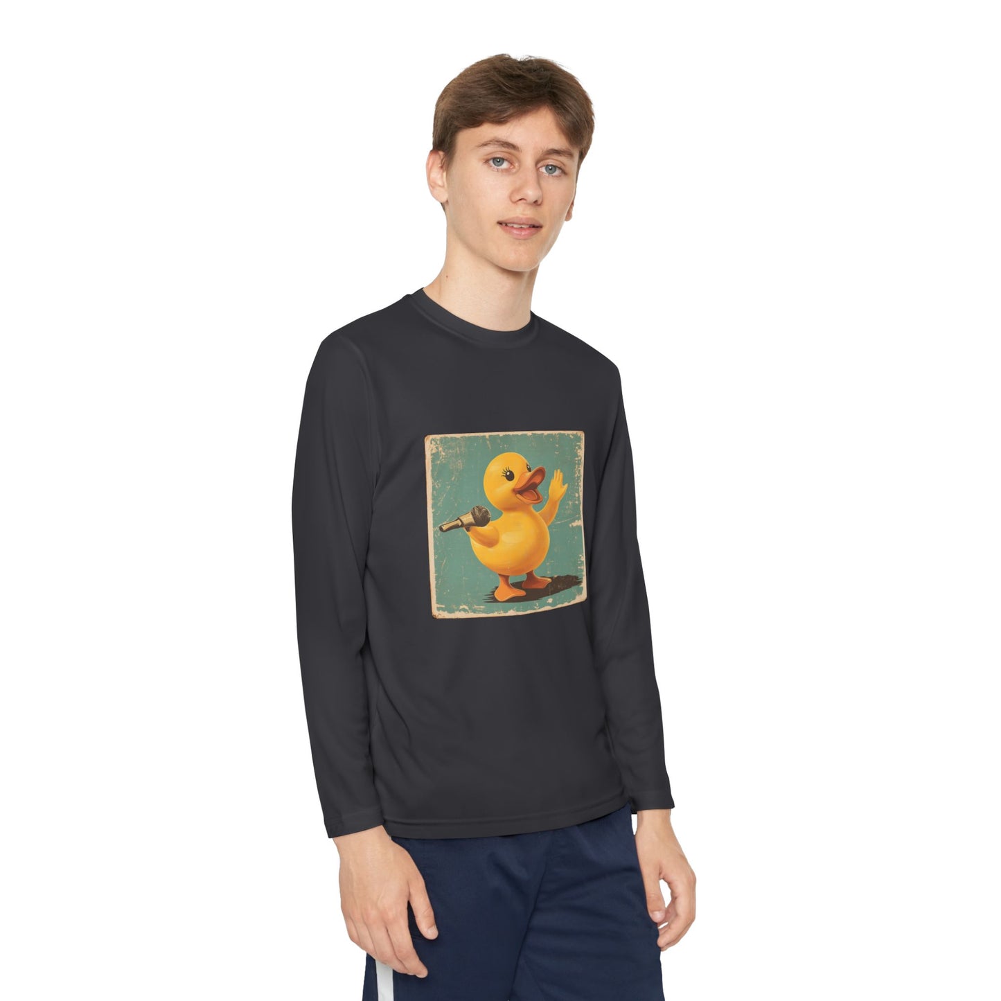 Youth Long Sleeve Competitor Tee (Karaoke Duck)