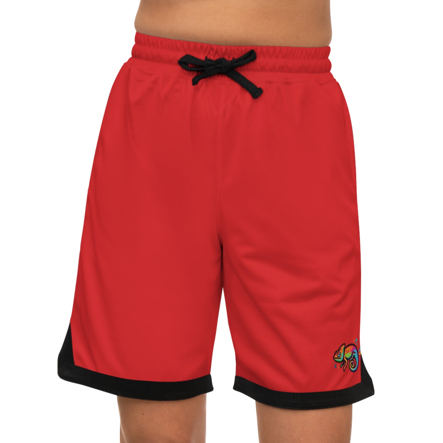 Red Basketball Rib Shorts (AOP)