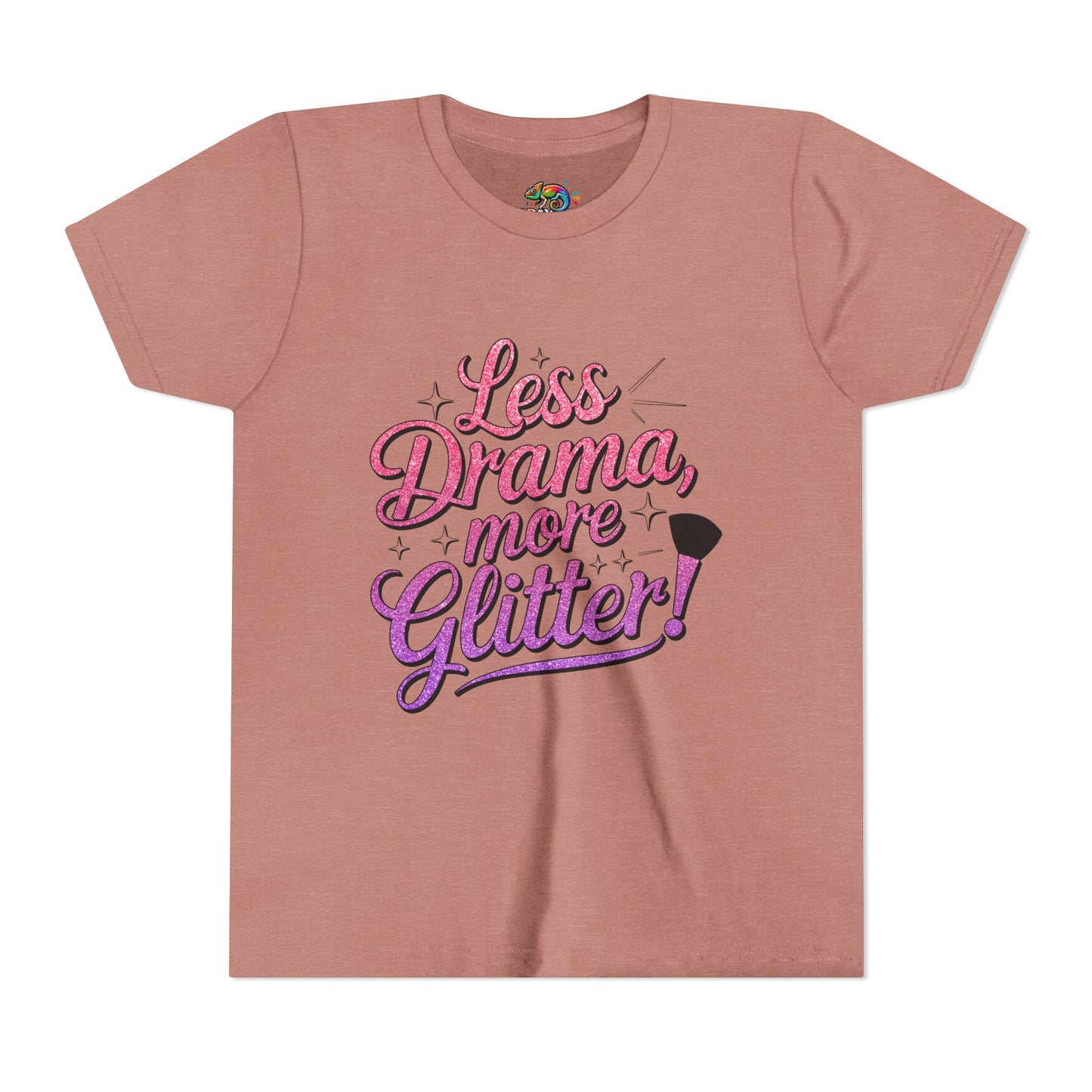 Youth Short Sleeve Tee (Less Drama, More Glitter) Fun T-shirt for Kids