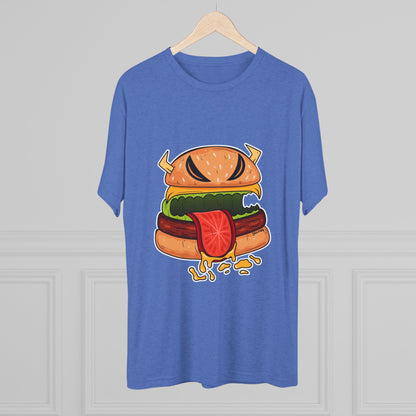 Unisex Tri-Blend Crew Tee (Cheeseburger Monster)