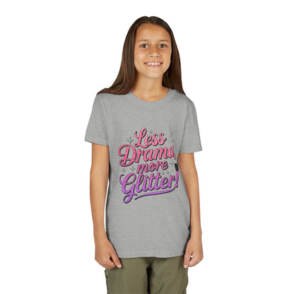 Youth Short Sleeve Tee (Less Drama, More Glitter) Fun T-shirt for Kids