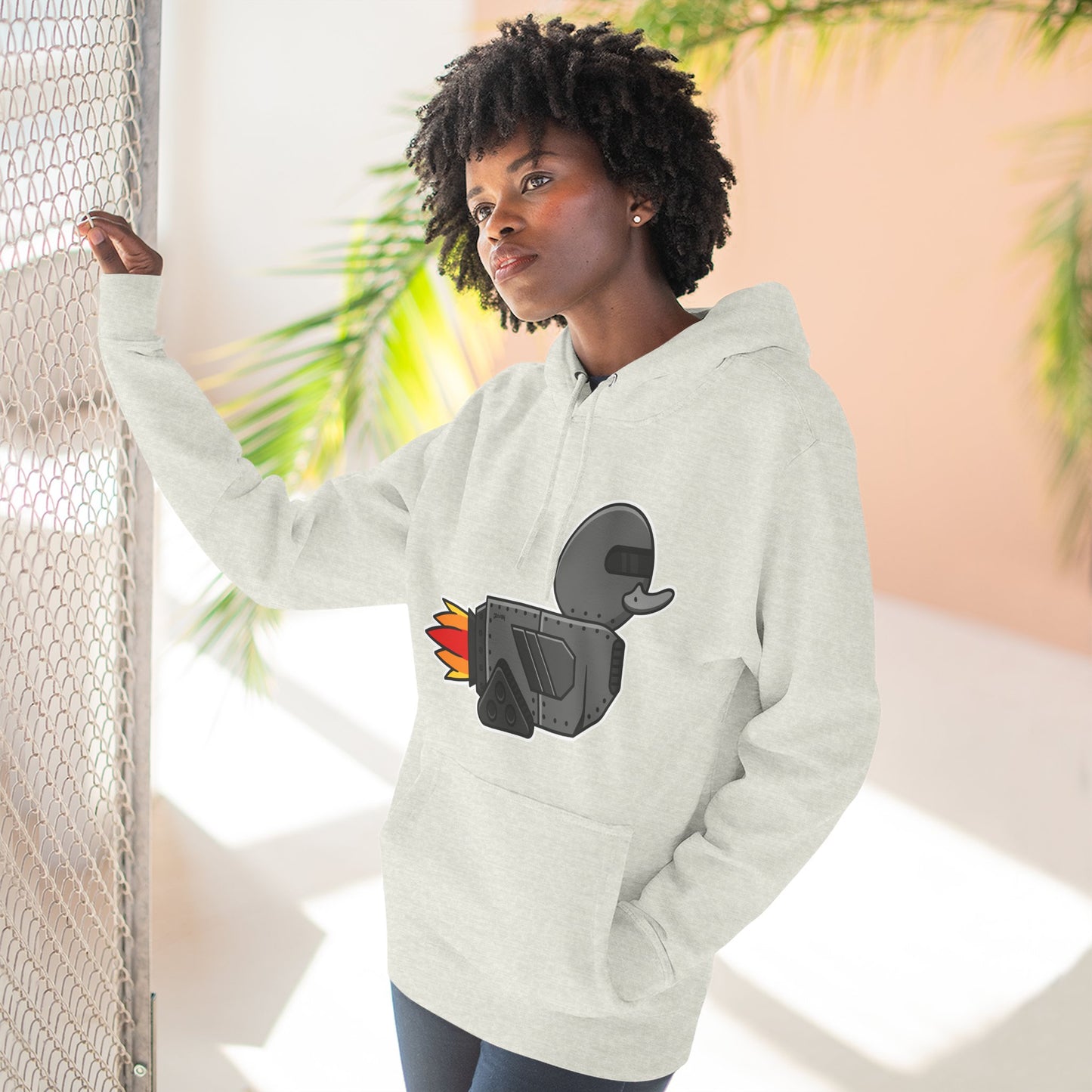 Three-Panel Fleece Hoodie (Robot Duck)