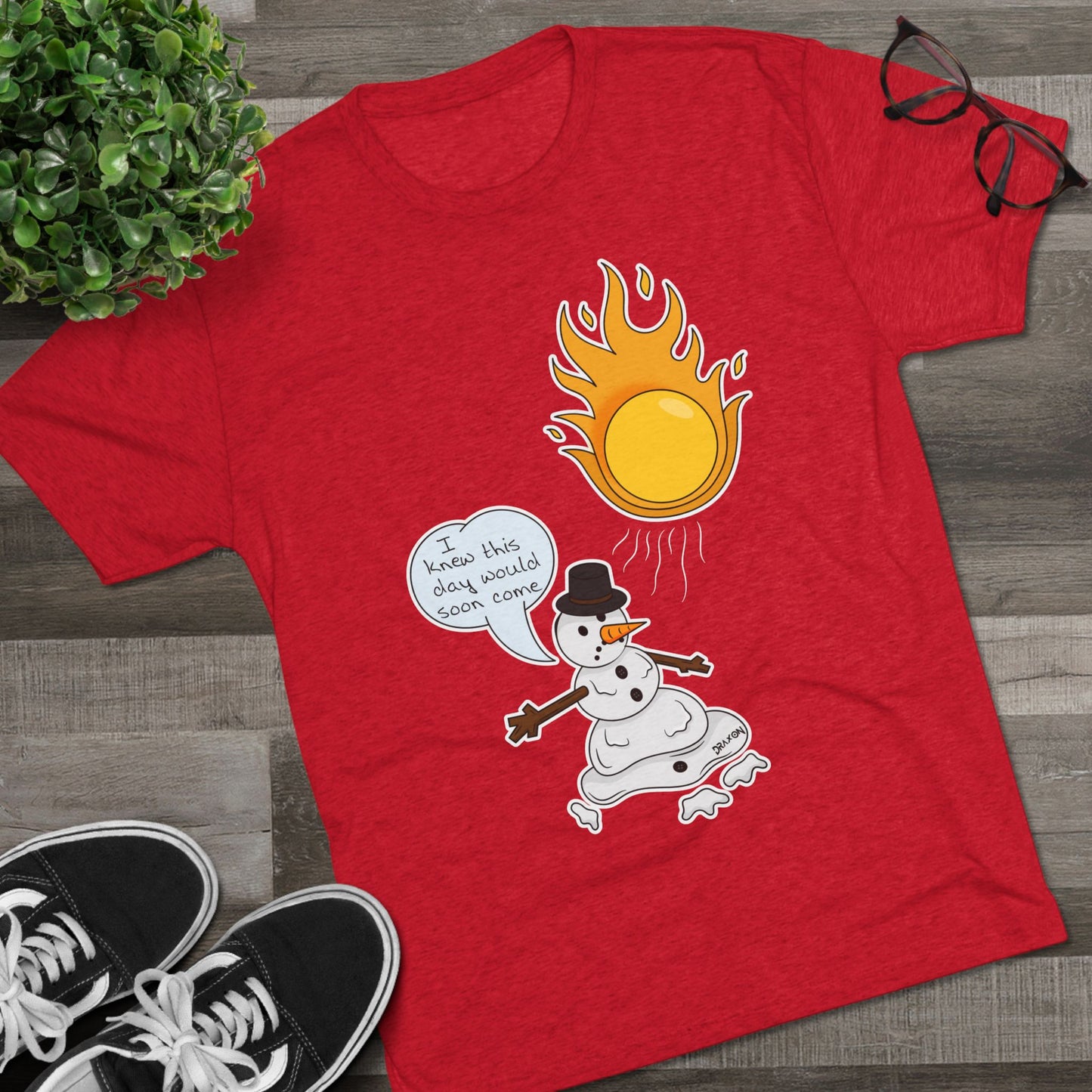 Unisex Tri-Blend Crew Tee (Melting Snowman)
