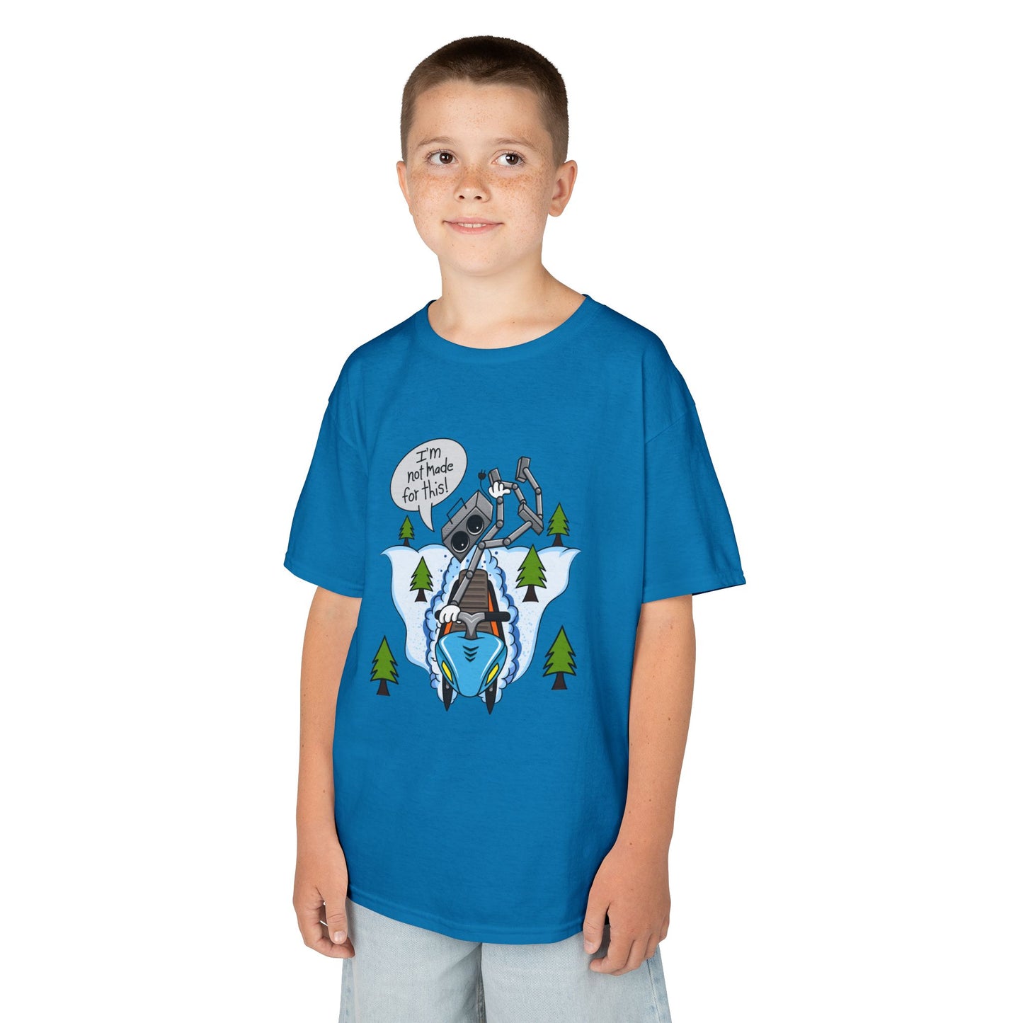 Kids Heavy Cotton T-Shirt (I'm not made for this - Snowmobiler)