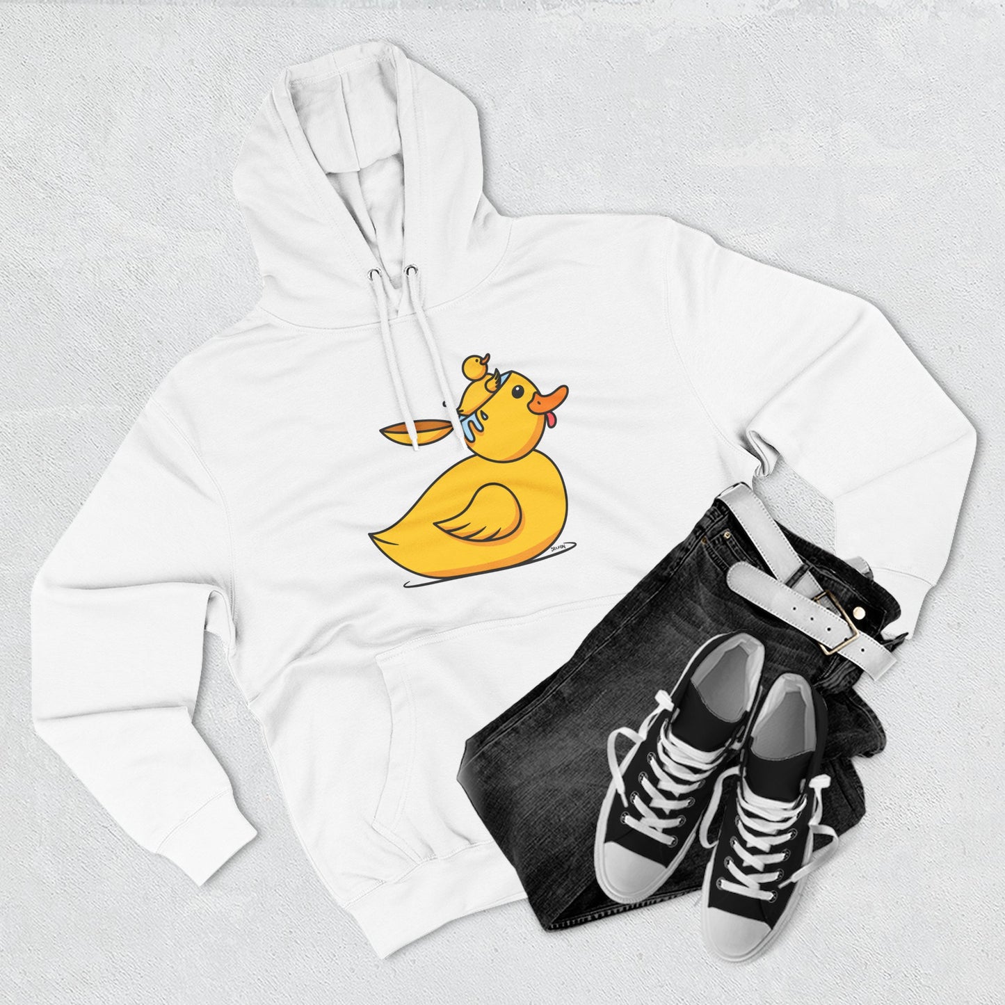 Three-Panel Fleece Hoodie (Duck Bird Brain)