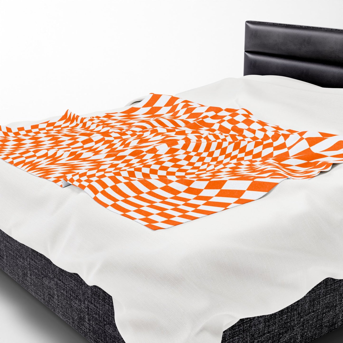 Velveteen Plush Blanket (Orange Pixels)