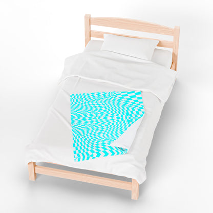 Velveteen Plush Blanket (Turquoise pixels)