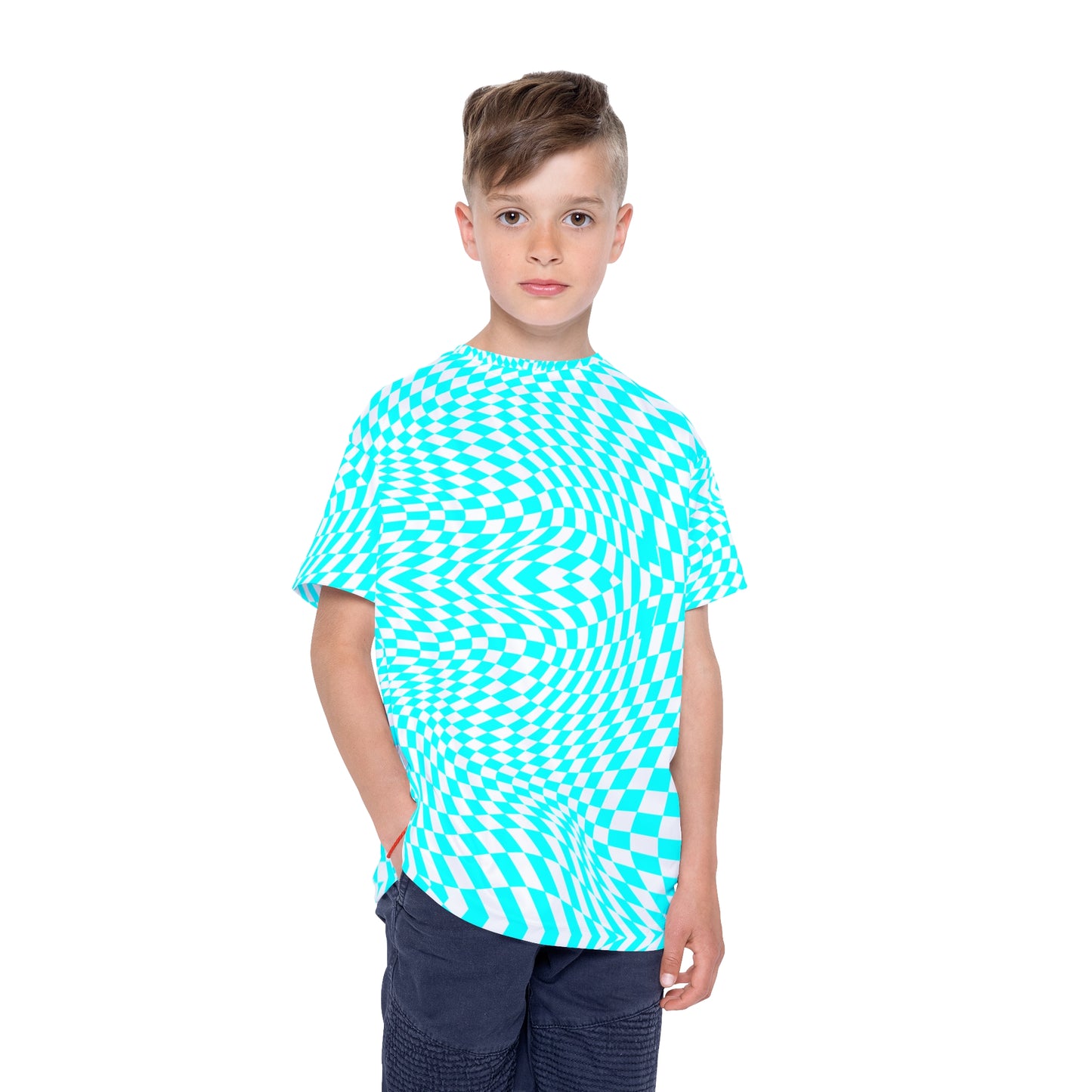 Kids Sports Jersey (Cyan Pixels)