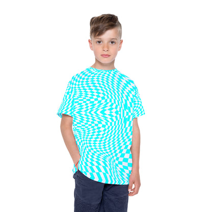 Kids Sports Jersey (Cyan Pixels)