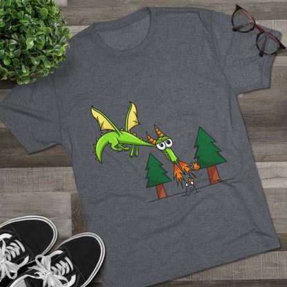 Unisex Tri-Blend Crew Tee (Flaming Dragon)